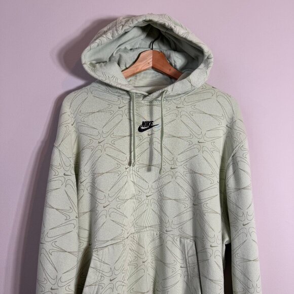 Nike Swoosh Print Embroidered Logo Hoodie Sweatshirt Pullover Men's Large Green - Picture 5 of 16